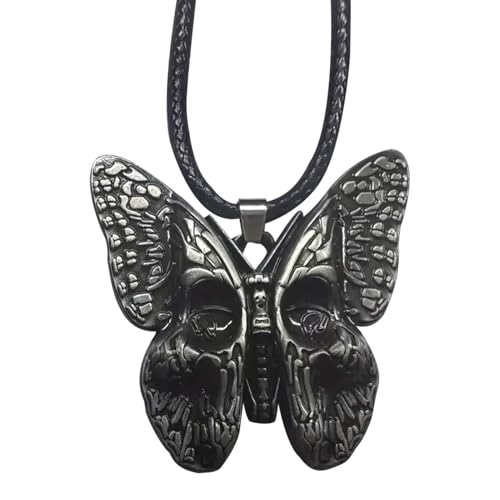GkgWuxf Halloween Schmuck,Totenkopf Schmetterling Halskette - Retro Schwarz Band Anhänger Für Frauen Geschenk Geburtstag Muttertag Halloween von GkgWuxf