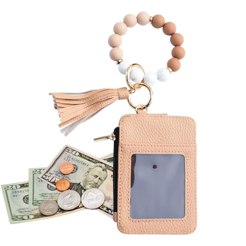 GkgWuxf Handgelenksband Schlüsselanhänger mit Portemonnaie - Armbandtasche mit perlenbesetzter Quaste,Kartenetui für Damen | Fest Einkaufen Urlaub Datum Reise von GkgWuxf