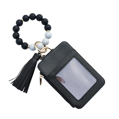 GkgWuxf Handgelenksband Schlüsselanhänger mit Portemonnaie - Perlen Quaste Armband Schlüsselanhänger Geldbörse | Kartenhalter für Damen Reise Urlaub Geburtstag Party Date Hochzeit Einkaufen,Party von GkgWuxf