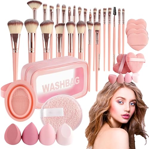 GkgWuxf Make-up-Pinselset | 46-teiliges Puder Make up Pinselset zur Anwendung - Multifunktionelle Schönheitswerkzeuge Mit Puderpuder Für Damen Täglicher Gebrauch Reise Outdoor Urlaub Zuhause von GkgWuxf