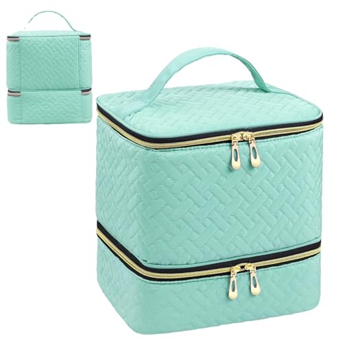 GkgWuxf Nagellack-Organizer-Tasche, Nageltasche-Organizer-Etui | 2-lagige Kulturbeutel-Tragetasche | Multifunktionaler Make-up-Schmuckbeutel für Nagelbohrer und Wattepads von GkgWuxf