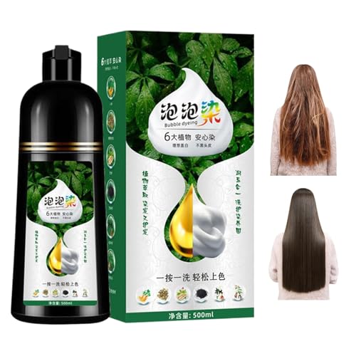 GkgWuxf Schäumendes Haarfärbemittel Shampoo,500ml Färbeschampoo für graue Haare - Sanfte pflanzliche Haarfarbe für zu Hause Damen Herren von GkgWuxf