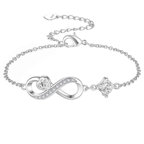 Armband Damen 925 Sterling Silber - Geschenke für Frauen - Unendlichkeit Herz Armbänder Kristallen Armkette Valentinstag Muttertag Geburtstags Weihnachten Geschenk für Sie Frauen Freundin mama von Gkmamrg
