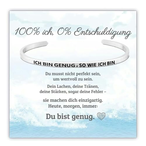 Geschenke für Frauen Schwester Beste Freundin - Armband Damen Motivationsgeschenke Positive Geschenke Armreif - Inspirierendes graviertes verstellbares Band Manschettenarmband 925 silber Armband von Gkmamrg