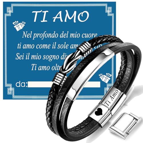 Geschenke für Männer Ehemann Freund - Armband Herren lederarmband mit Gravur " Ich liebe dich " Hochzeitstag Geburtstagsgeschenk Liebesgeschenke für Männer von Gkmamrg