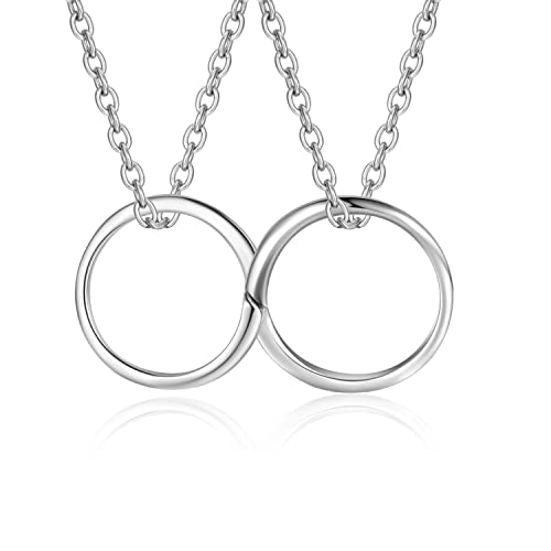 Gkmamrg Pärchen Partnerringe Ketten, Infinity Partnerketten Edelstahl Silber Partneranhänger Halskette von Gkmamrg