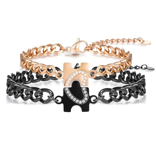Gkmamrg Partnerarmbänder - Partner Armbänder - Pärchen armband - Partner geschenke - Geschenk für Freund Mann Ehemann Weihnachtsgeschenke (rosegold schwarz) von Gkmamrg