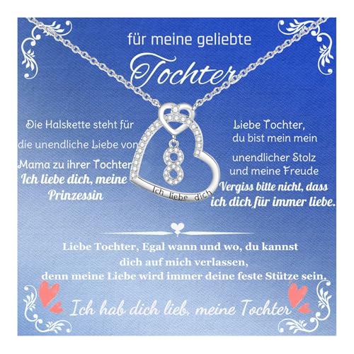 Tochter geschenke Weihnachtsgeschenke - Infinity Kette Damen 925 Sterling Silber, Unendlichkeit Herz Halskette Weihnachten Geschenke für Tochter von Mama von Gkmamrg