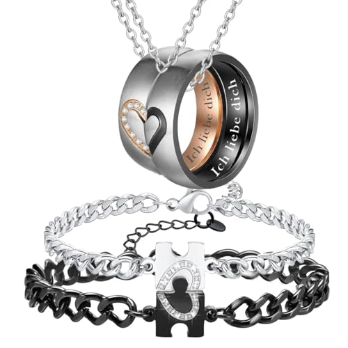 Partner Geschenke Armbänder Partnerringe Anhänger, Edelstahl Puzzle Herz Pärchen Kette mit Gravur " Ich liebe dich ", 5A Zirkonia, Breite 6MM Partner Geschenke Armbänder Partnerringe Anhänger, Edelstahl Puzzle Herz Pärchen Kette mit Gravur " Ich liebe dich ", 5A Zirkonia, Breite 6MM von Gkmamrg