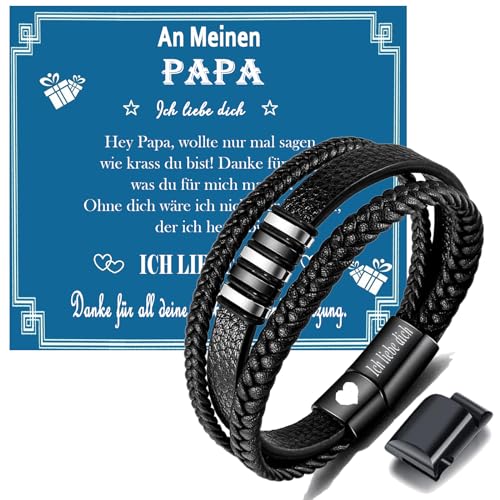 Vatertagsgeschenk Papa Geschenk Vater - Geschenke für Papa - Gravur “Ich liebe dich” Leder Armband Geschenk für Papa Vater von Gkmamrg