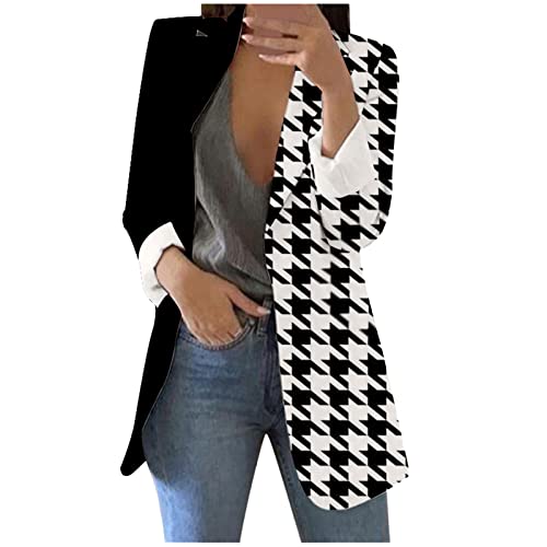 Blazer Damen Sportlich Oversize Dünn Blazerjacke Retro Jacke Büro Office Suit Blazer mit Taschen Basic Jacke Longblazer Trenchcoat Parka Strickjacke Große Größen Revers Anzug für Office von Gkojhj