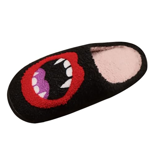 Flauschige Halloween-Hausschuhe für Damen, Memory-Schaum, Fleece, zweifarbig, leicht, atmungsaktiv, warm, weich, gemütlich, Slipper, Plüsch, Hausschuhe, bequem, Schlafzimmer, Loafer, rot, 39 EU von Gkojhj
