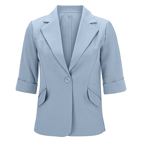 Gkojhj Cardigan Blazer Damen Anzugjacke Oversize Tailliert Retro Jacke Büro Office Suit Open Front Anzug Jacke Top Outwear Blazer mit Tasche Kurzblazer Übergangsjacke Damenjacke für Arbeit Büro Sakko von Gkojhj