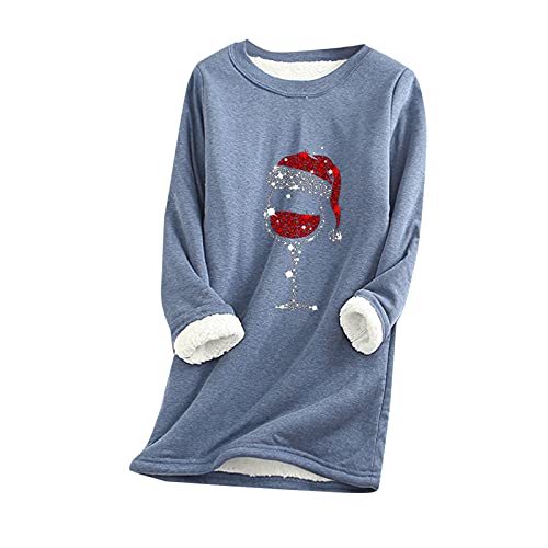 Gkojhj Damen Plüsch Warmer Pullover Rundhals Einfarbig Sweatshirt Teddy-Fleece Sweatshirt Schlafanzug Homewear Tunika Oberteile mit Tiermotiven Sweatshirt Unterhemd Bequem Winterschlafanzug Kostüm von Gkojhj