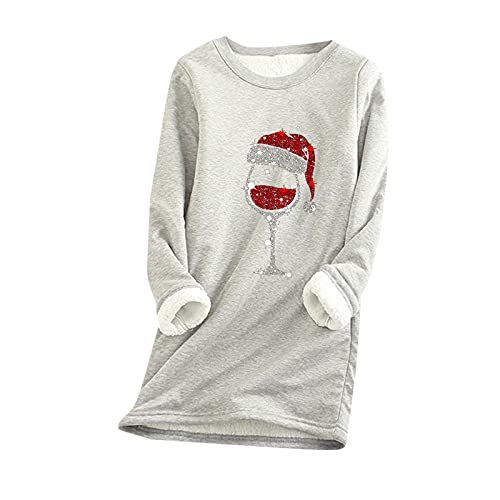 Gkojhj Damen Plüsch Warmer Pullover Rundhals Einfarbig Sweatshirt Teddy-Fleece Sweatshirt Schlafanzug Homewear Tunika Oberteile mit Tiermotiven Sweatshirt Unterhemd Bequem Winterschlafanzug Kostüm von Gkojhj