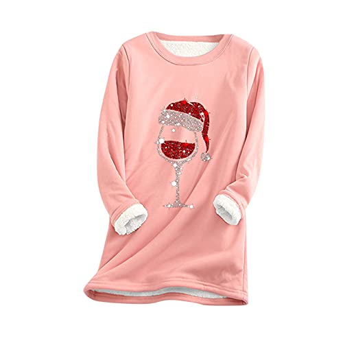 Gkojhj Damen Plüsch Warmer Pullover Rundhals Einfarbig Sweatshirt Teddy-Fleece Sweatshirt Schlafanzug Homewear Tunika Oberteile mit Tiermotiven Sweatshirt Unterhemd Bequem Winterschlafanzug Kostüm von Gkojhj