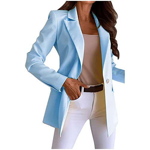 Gkojhj Long Blazer Damen Oversize Dünn Blazerjacke Vintage Blazer Kurzblazer Female Lässige Frühlingsjacke Jacke Longblazer Trenchcoat Tailliert Sakkos Anzüge Kurz Leicht Mantel Anzugjacke von Gkojhj