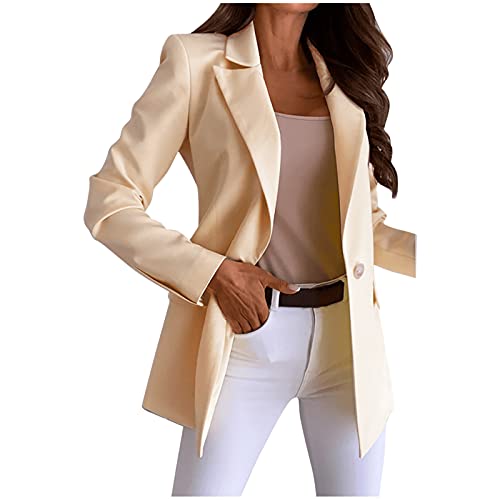 Gkojhj Long Blazer Damen Oversize Dünn Blazerjacke Vintage Blazer Kurzblazer Female Lässige Frühlingsjacke Jacke Longblazer Trenchcoat Tailliert Sakkos Anzüge Kurz Leicht Mantel Anzugjacke von Gkojhj