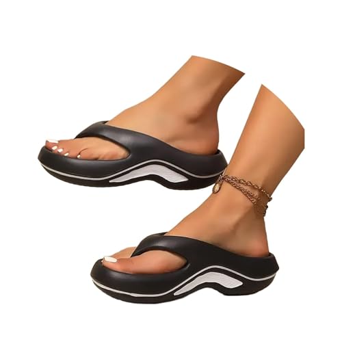 Gkojhj Orthopädische Flip-Flops für Damen, mit Fußgewölbeunterstützung, Plantarfasziitis, Wanderplattform, Erholungs-Sandalen, Korrektur-Sport-Sandalen, offene Zehen, dicke Polsterung, für drinnen und von Gkojhj
