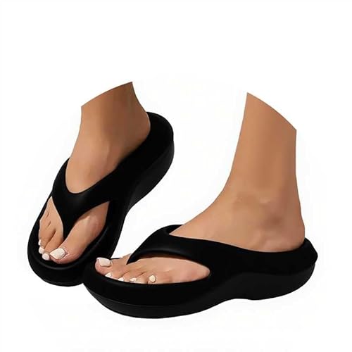 Gkojhj Orthopädische Flip-Flops für Damen, mit Fußgewölbeunterstützung, Plantarfasziitis, Wanderplattform, Erholungs-Sandalen, Korrektur-Sport-Sandalen, offene Zehen, dicke Polsterung, für drinnen und von Gkojhj