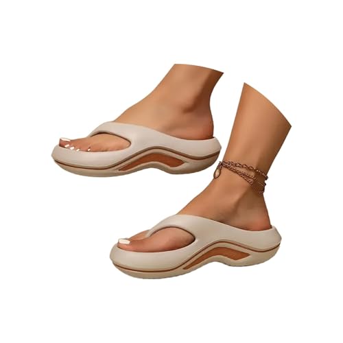 Gkojhj Orthopädische Flip-Flops für Damen, mit Fußgewölbeunterstützung, Plantarfasziitis, Wanderplattform, Erholungs-Sandalen, Korrektur-Sport-Sandalen, offene Zehen, dicke Polsterung, für drinnen und von Gkojhj