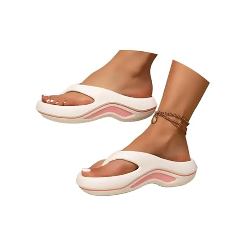 Gkojhj Orthopädische Flip-Flops für Damen, mit Fußgewölbeunterstützung, Plantarfasziitis, Wanderplattform, Erholungs-Sandalen, Korrektur-Sport-Sandalen, offene Zehen, dicke Polsterung, für drinnen und von Gkojhj
