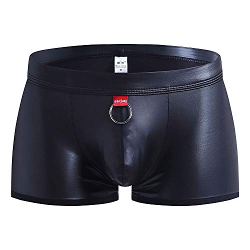 Gkojhj Unterhosen Herren Slip Höschen Männer Underwear Atmungsaktive Thongs Eisseide Sport Unterwäsche in Leder-Optik Mini Slip Unterhosen Schwarz, Weiß, Rot von Gkojhj