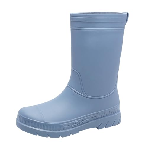 Gummistiefel für Damen, wadenhoch, Gummistiefel, wasserdicht, Regen, einfache Schlupfschuhe, Outdoor, blau, 37 EU von Gkojhj