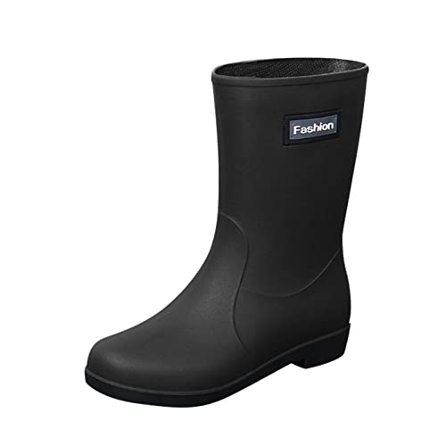 Gummistiefel für Damen, wasserdicht, bequeme und stilvolle Passform, einfach anzuziehen, wadenhoch, Outdoor-Gummistiefel, Regenstiefel und Garten-Gummistiefel, Schwarz , 38 EU von Gkojhj
