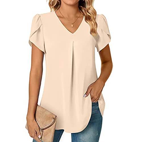 Longbluse Damen Elegant Straßenmode Trendige Bequem Elegant Lockere Tunika T-Shirt Sommerlich Kurzarm Oberteile Sommer Lang Kurzarm Sommer Oberteile Casual Tunika Tops von Gkojhj