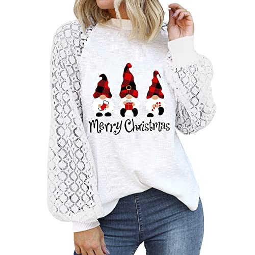 Lustige Weihnachtspullover Damen Weihnachts Xmas Pulli Shirt Rundhalsausschnitt Shirts Elegant Langarm Tops Weihnachtspullover Lustig Bluse Tops Frauen Teenager Xmas Sweater Lustig Weihnachtspulli von Gkojhj