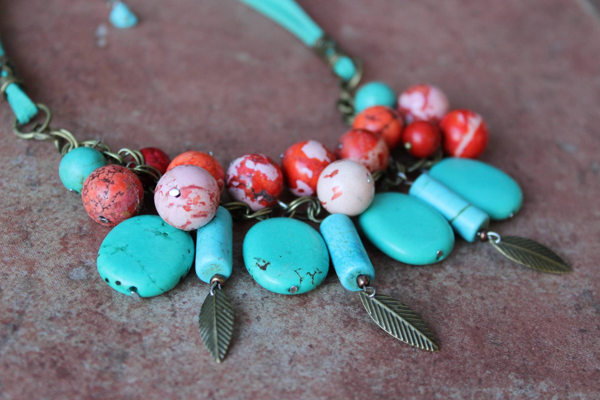 Türkis Boho Halskette, Perlen Bunte Statement Edelstein Halskette Türkis Boho Halskette, Perlen Bunte Statement Edelstein Halskette von GlArtJewelry
