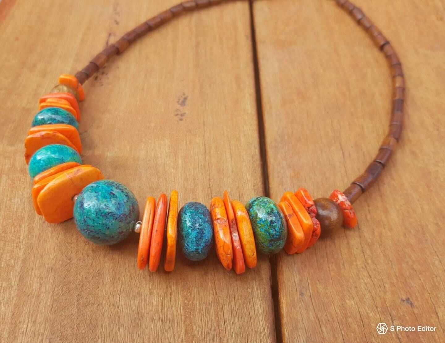 statement Türkis Halskette, Orange Boho Kurze Edelstein Halskette statement Türkis Halskette, Orange Boho Kurze Edelstein Halskette von GlArtJewelry