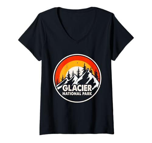 Damen Glacier National Park Montana T-Shirt mit V-Ausschnitt Damen Glacier National Park Montana T-Shirt mit V-Ausschnitt von Glacier National Park Montana Souvenir Geschenke