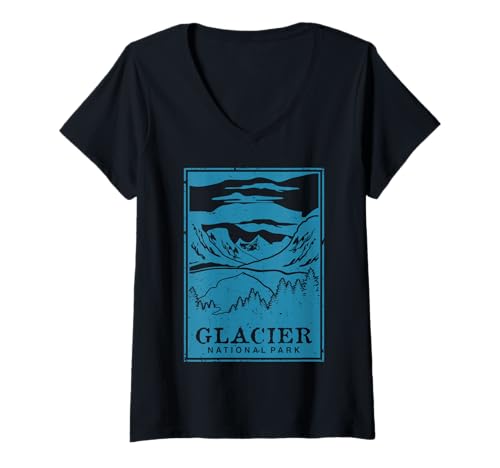 Damen Glacier National Park Montana T-Shirt mit V-Ausschnitt Damen Glacier National Park Montana T-Shirt mit V-Ausschnitt von Glacier National Park Montana Souvenir Geschenke