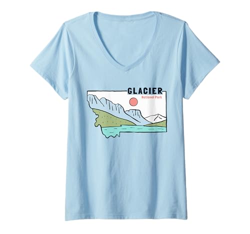 Damen Glacier National Park Montana T-Shirt mit V-Ausschnitt Damen Glacier National Park Montana T-Shirt mit V-Ausschnitt von Glacier National Park Montana Souvenir Geschenke