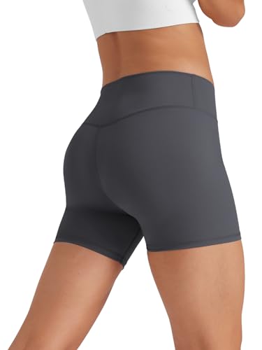 Glacspyg Radlerhose Damen Kurze Sporthose V-Taille High Waist Gym Shorts Kurze Leggings für Yoga Gym Fitness Laufen Dunkelgrau XS von Glacspyg