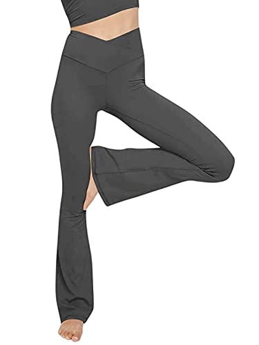 Glacspyg Yogahose Damen，Schlaghose V-Taille Bootcut Sporthose Freizeithose Jogginghosen für Fitness Weiß S von Glacspyg