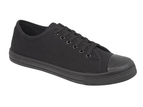 GladRags Damen Mädchen Low Top Canvas Schnürschuhe Pumps Pumps Plimsolls, Größe 36-42, Schwarz, 36 EU von GladRags