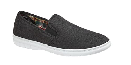 GladRags Herren Slipper, Segeltuch, breitere Passform, Pump-Trainer, Größe 39-47, anthrazit, 42 1/3 EU von GladRags