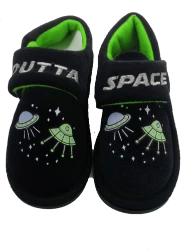 GladRags Jungen Komfort Haus Hausschuhe Slip On oder Riemen Verschluss Kindergröße Säugling 37-35 Junior, Weltall, 23 EU von GladRags