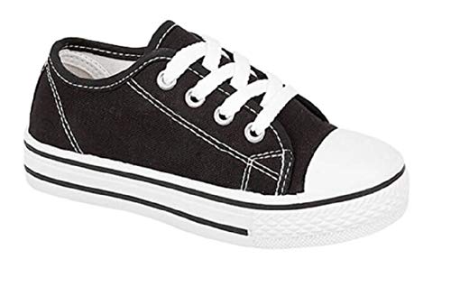 GladRags Jungen Mädchen Kinder Lace Up Canvas Low Top Turnschuhe, Pumps, Plimsolls, Kindergröße 6 - Jugend 6, Schwarz, 33 EU von GladRags