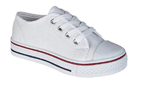 GladRags Jungen Mädchen Kinder Schnürschuhe Canvas Low Top Größe Säugling, weiß - Größe: 8 UK, 26 EU GladRags Jungen Mädchen Kinder Schnürschuhe Canvas Low Top Größe Säugling, weiß - Größe: 8 UK, 26 EU von GladRags