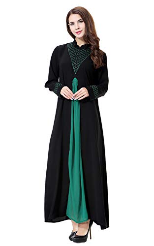 GladThink Frauen Muslim Stehkragen Maxi Kleid Grün XL von GladThink