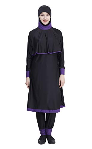 GladThink Muslim Damen Mädchen Burkini 2 Stück Badebekleidung Schwarz 2XL von GladThink