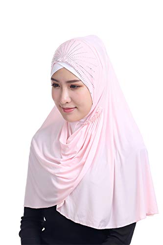 GladThink Womens Muslim Ice Silk Große Größe Hijab LightRosa von GladThink