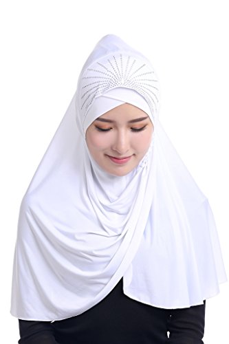 GladThink Womens Muslim Ice Silk Große Größe Hijab Weiß von GladThink