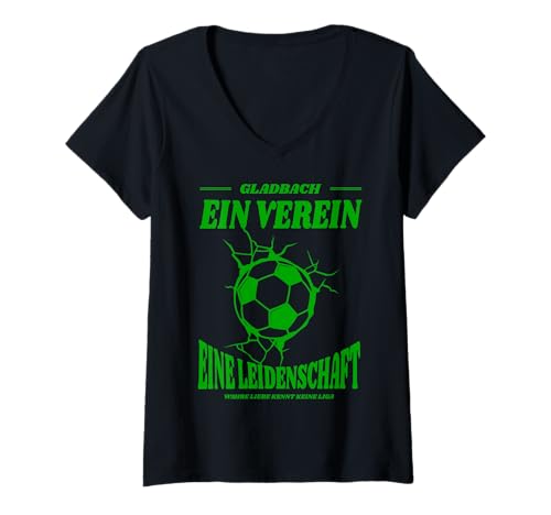 Damen Mönchengladbach Fußball Fans T-Shirt mit V-Ausschnitt Damen Mönchengladbach Fußball Fans T-Shirt mit V-Ausschnitt von Gladbacher Fan Spruch Geschenkidee