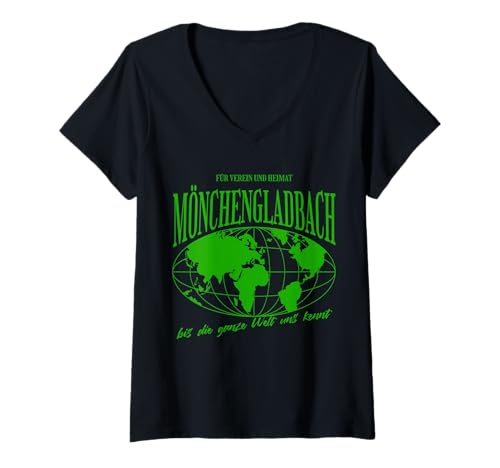 Damen Mönchengladbach Heimat Fußball Stolz T-Shirt mit V-Ausschnitt von Gladbacher Fan Tradition Fans Geschenkidee