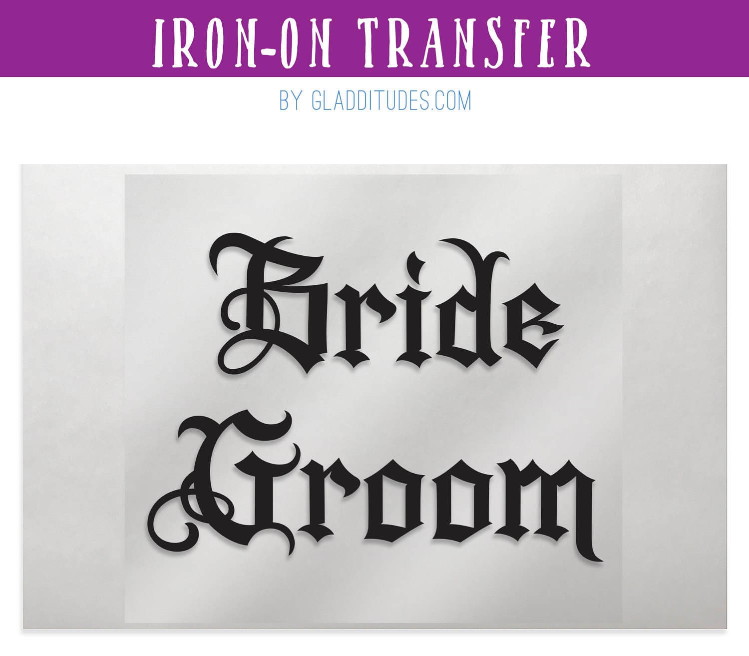 Braut & Bräutigam Aufbügeln Transfer Tattoo-stil-Goth-Briefe von Gladditudes